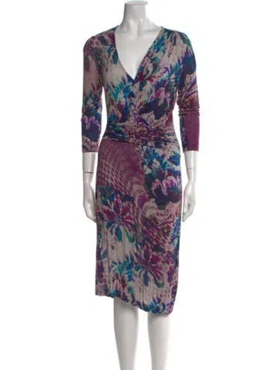 Pre-owned Etro Printed Knee-length Dress In Purple
