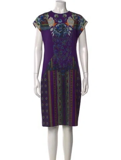 Pre-owned Etro Printed Knee-length Dress In Purple