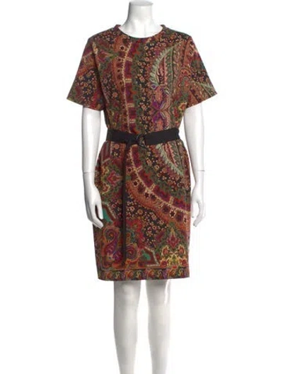 Pre-owned Etro Printed Knee-length Dress In Red