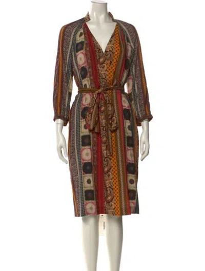 Pre-owned Etro Printed Knee-length Dress In Red