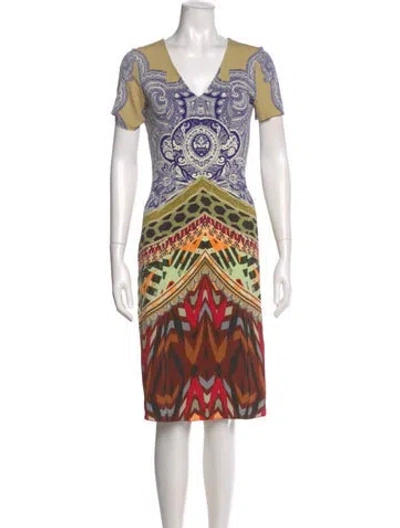 Pre-owned Etro Printed Knee-length Dress In Red