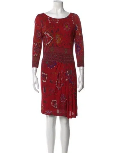 Pre-owned Etro Printed Knee-length Dress In Red