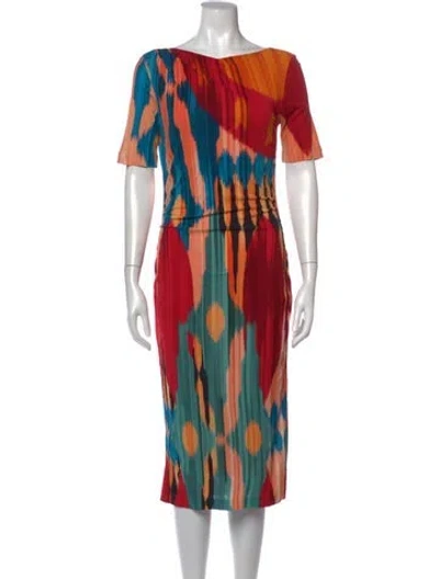 Pre-owned Etro Printed Knee-length Dress In Red