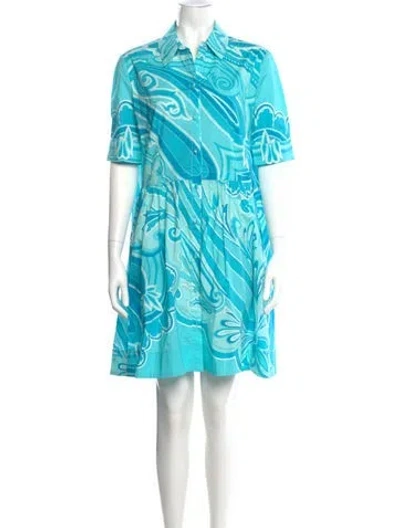 Pre-owned Etro Printed Knee-length Dress W/ Tags In Blue