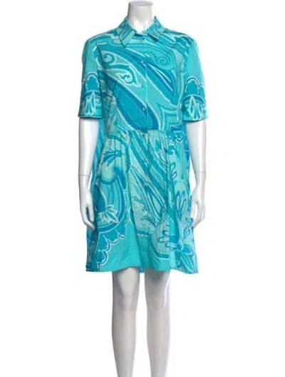 Pre-owned Etro Printed Knee-length Dress W/ Tags In Blue