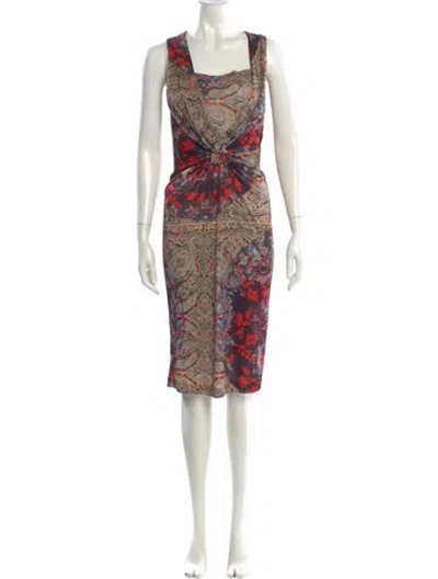 Pre-owned Etro Printed Knee-length Dress In White