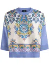 Etro Printed Knit T-shirt In Purple