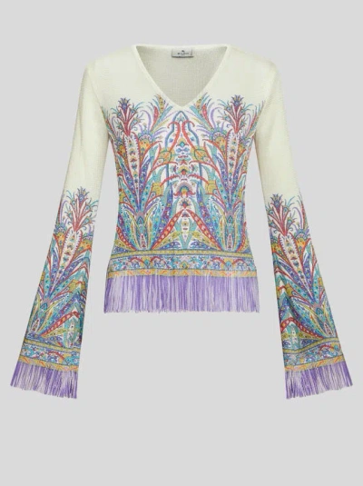 Etro Graphic-print Knitted Top In White