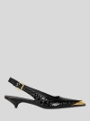 Etro , Printed Leather Slingbacks, Woman, Black, Size 39 In Black