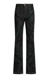 Etro Printed Long Denim Flared Jeans In Dark Wash