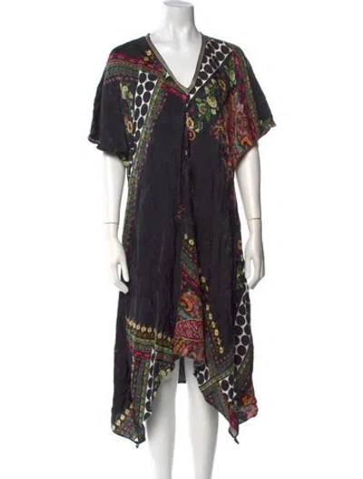 Pre-owned Etro Printed Long Dress In Black
