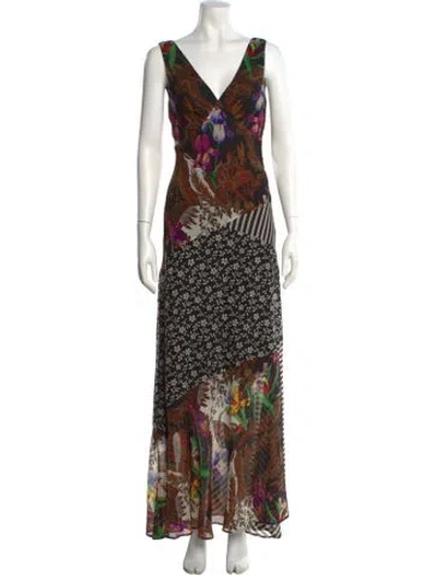 Pre-owned Etro Printed Long Dress In Black