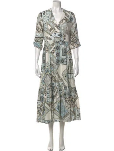 Pre-owned Etro Printed Long Dress In Blue
