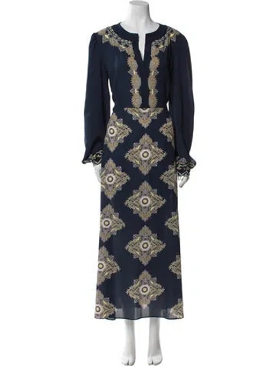 Pre-owned Etro Printed Long Dress In Blue