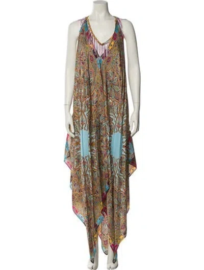 Pre-owned Etro Printed Long Dress In Blue