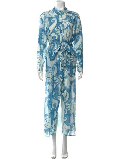 Pre-owned Etro Printed Long Dress In Blue