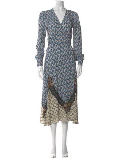 Pre-owned Etro Printed Long Dress In Blue