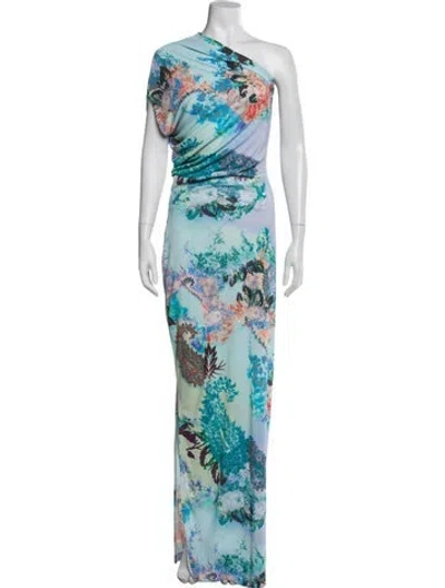 Pre-owned Etro Printed Long Dress In Blue