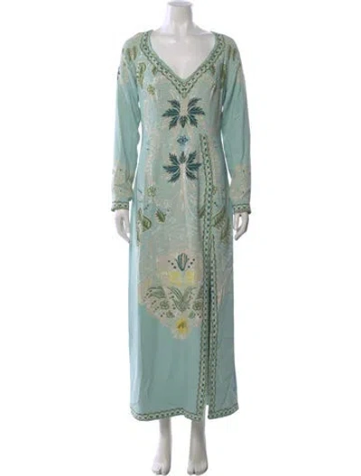 Pre-owned Etro Printed Long Dress In Blue