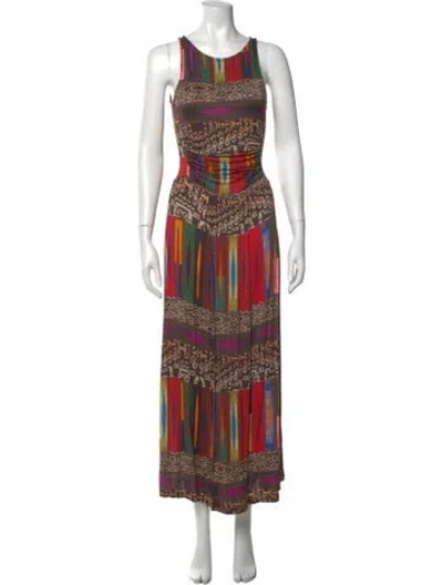 Pre-owned Etro Printed Long Dress In Brown