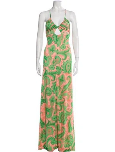 Pre-owned Etro Printed Long Dress In Green