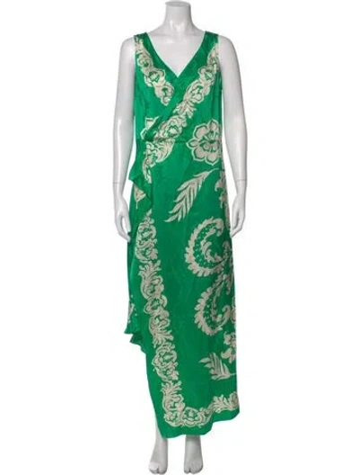 Pre-owned Etro Printed Long Dress In Green