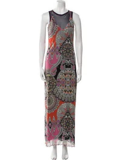 Pre-owned Etro Printed Long Dress In Orange