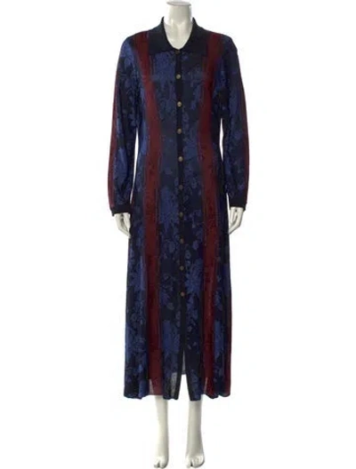 Pre-owned Etro Printed Long Dress W/ Tags In Blue