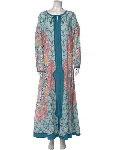 Pre-owned Etro Printed Long Dress W/ Tags In Blue