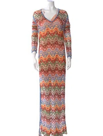 Pre-owned Etro Printed Long Dress W/ Tags In Blue