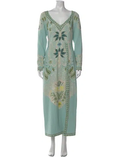 Pre-owned Etro Printed Long Dress W/ Tags In Blue