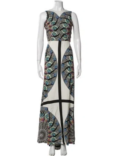 Pre-owned Etro Printed Long Dress In White