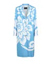Etro Printed Silk Coat In Blue