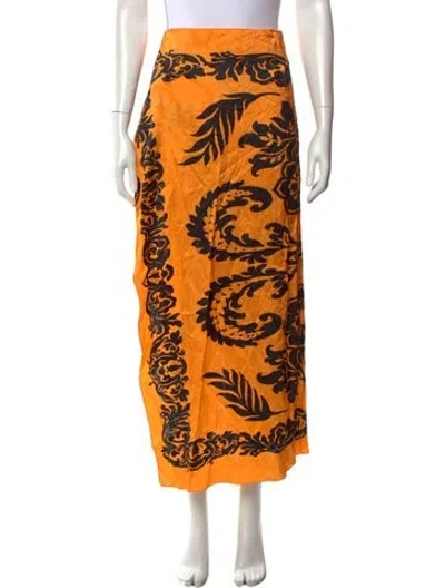 Pre-owned Etro Printed Long Skirt In Orange
