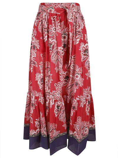 Etro Printed Long Skirt In Red