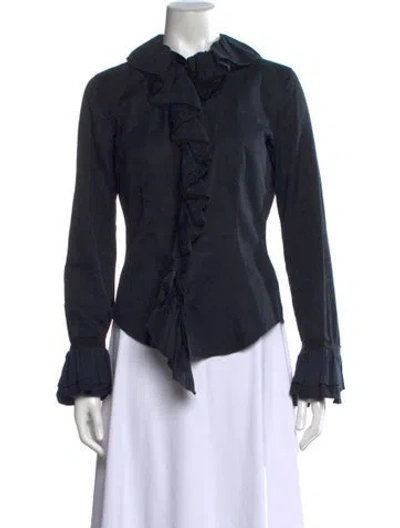 Pre-owned Etro Printed Long Sleeve Blouse In Blue