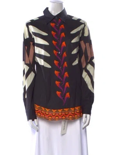 Pre-owned Etro Printed Long Sleeve Blouse In Multi
