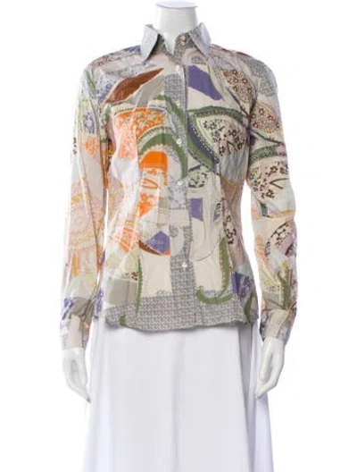 Pre-owned Etro Printed Long Sleeve Blouse In Multi