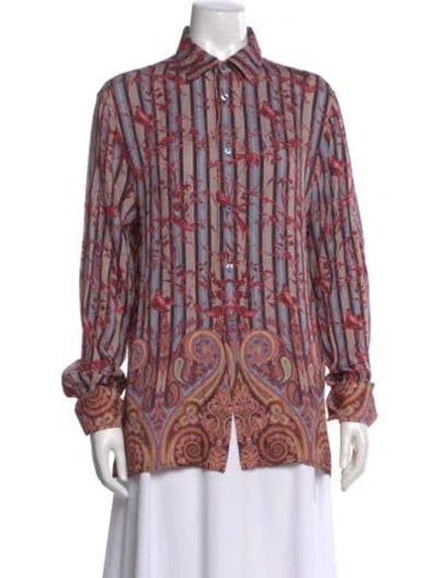 Pre-owned Etro Printed Long Sleeve Blouse In Multi