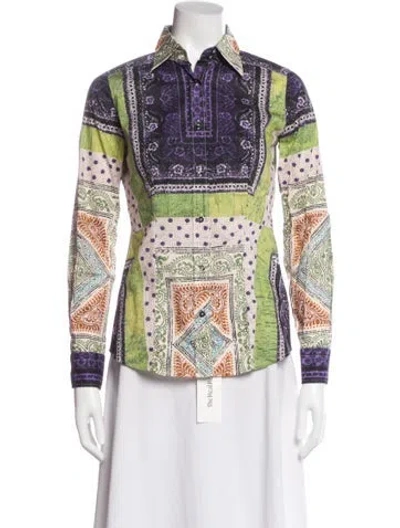 Pre-owned Etro Printed Long Sleeve Blouse In Multi