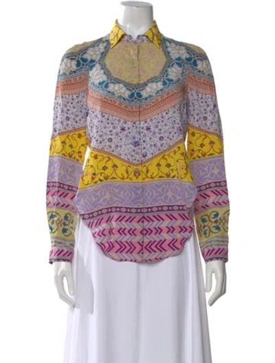 Pre-owned Etro Printed Long Sleeve Blouse In Multi