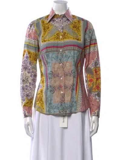Pre-owned Etro Printed Long Sleeve Blouse In Multi