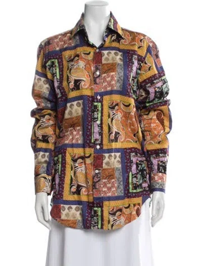 Pre-owned Etro Printed Long Sleeve Blouse In Multicolor