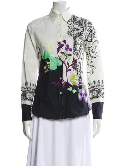 Pre-owned Etro Printed Long Sleeve Blouse In Neutral