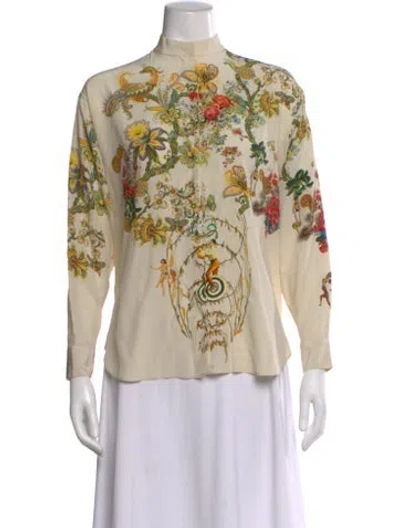 Pre-owned Etro Printed Long Sleeve Blouse In Neutral