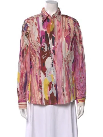 Pre-owned Etro Printed Long Sleeve Blouse In Pink