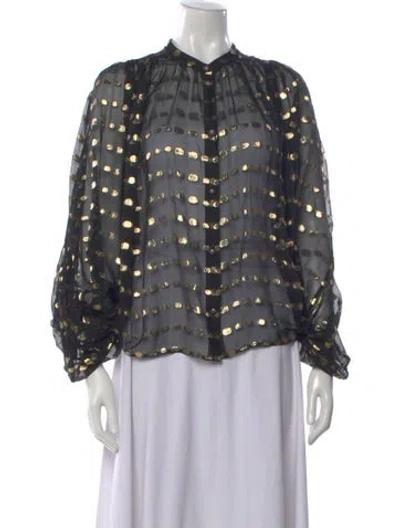 Pre-owned Etro Printed Long Sleeve Blouse W/ Tags In Black