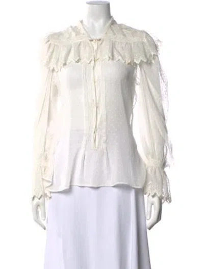 Pre-owned Etro Printed Long Sleeve Blouse In White