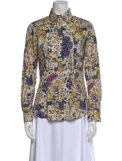 Pre-owned Etro Printed Long Sleeve Button-up Top In Multi