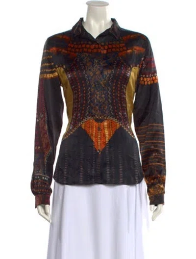 Pre-owned Etro Printed Long Sleeve Button-up Top In Multi